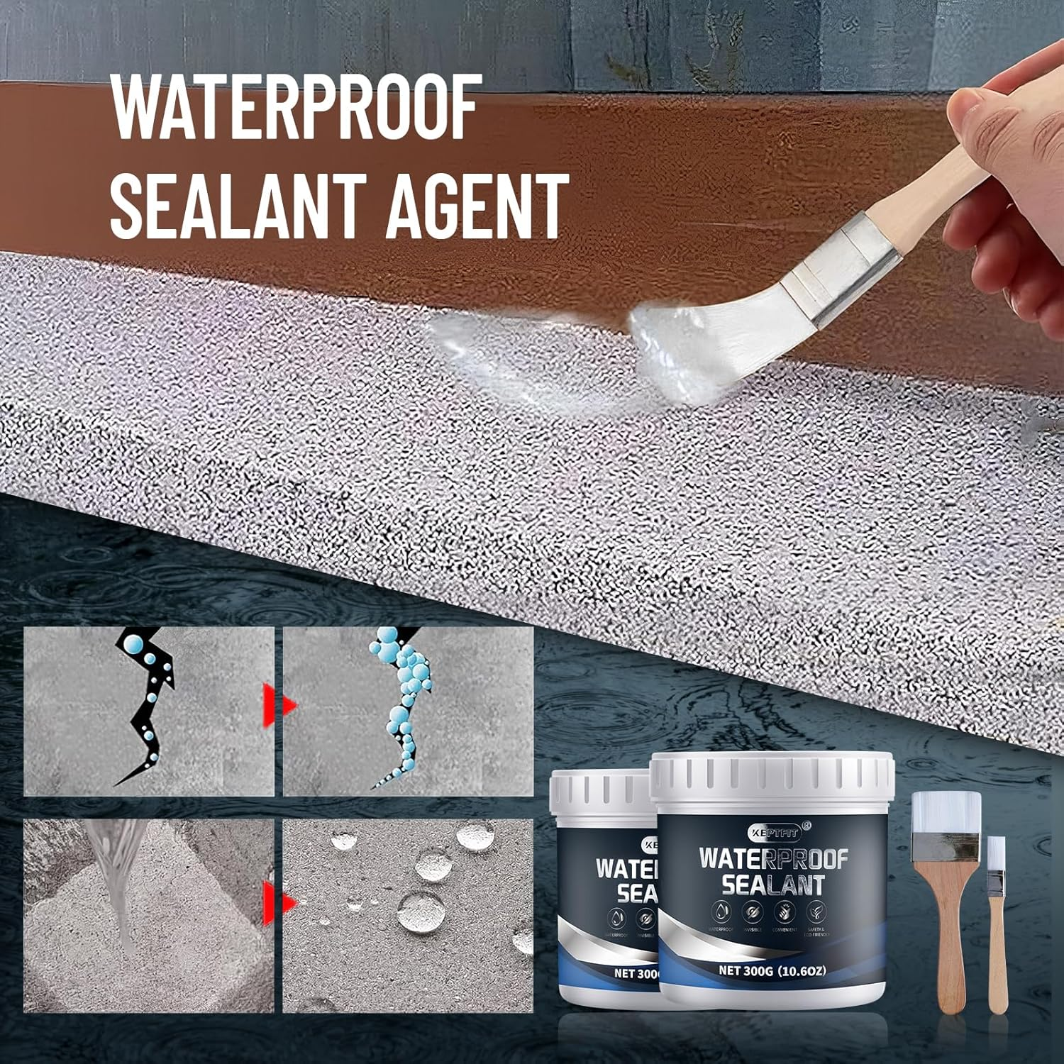Invisible Waterproof Agent, 2 * 10Oz Transparent Waterproof Sealant, Transparent Waterproof Coating Agent, Invisible Waterproof Anti-Leakage Agent, Indoor Outdoor Repairing Leak Waterproof Adhesive image number 4