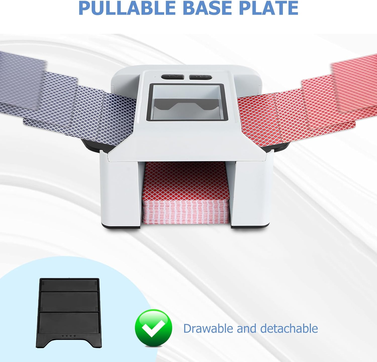 Milliefun Rechargeable Automatic Card Shuffler Machine 1-2 Decks, 2000Mah with USB Type-C, Quiet & Easy Use, Poker Shuffler for UNO, Blackjack, Texas Hold&rsquo;Em, Home Games image number 5