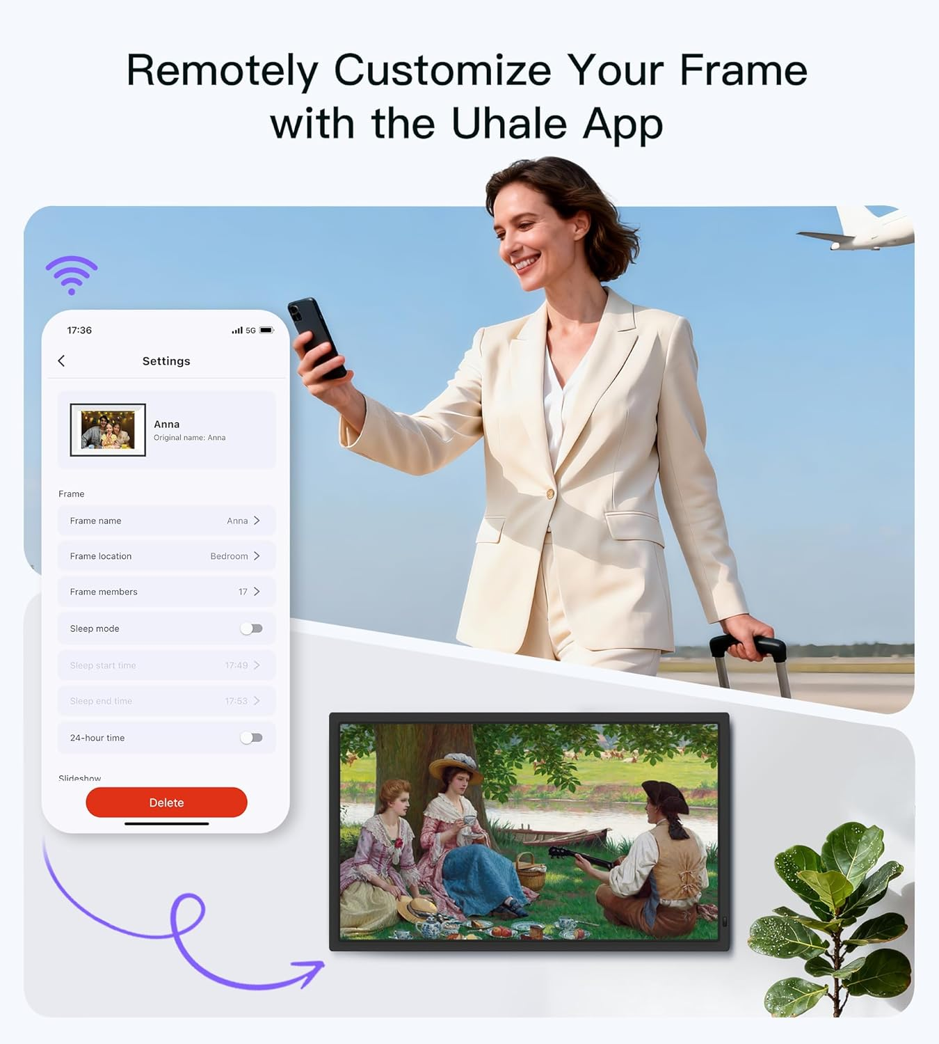 Uhale 32 Inch Extra Large Digital Picture Frame with 64GB, Remote Control, 1920 X 1080 FHD IPS Wifi Electronic Photo Frames, Support SD and USB, Share Moments Securely and Instantly, No Touch Screen