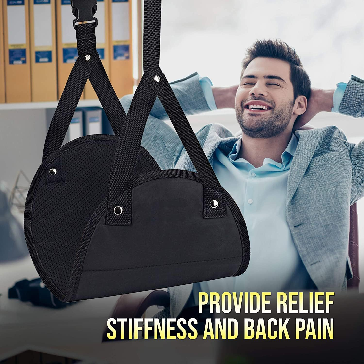 Airplane Footrest Made with Premium Memory Foam, Airplane Travel Accessories, Footrest Hammock, Portable Airplane Foot Rest Used in Office/Plane/Home, Hammock Leg Rest Adjustable Height image number 3