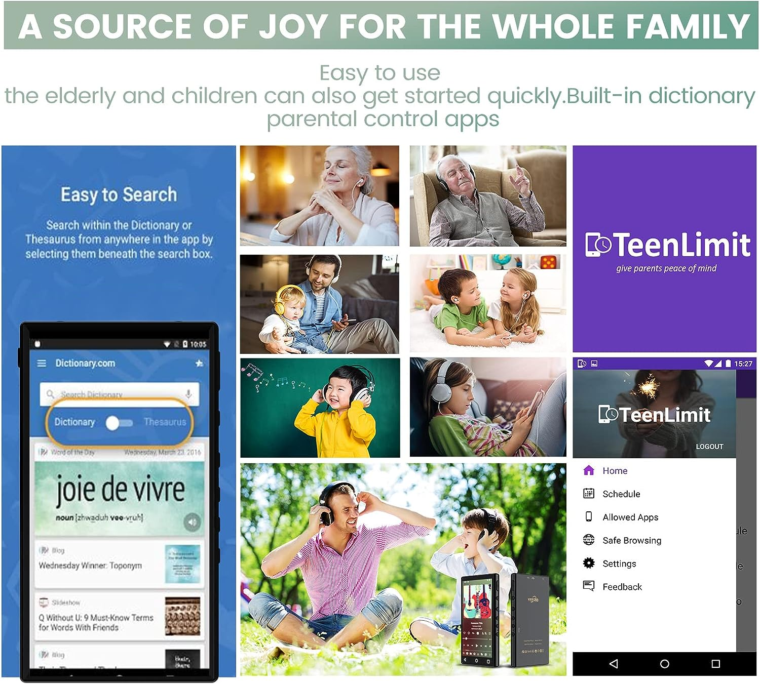 144GB MP3 Player with Bluetooth and Wifi,4.3" 1080P Full Touch Screen MP4 Player with Spotify,Portable Hifi Sound MP3 Player,Android 9.0 MTK 8 Core Music Player Support Online Music image number 2