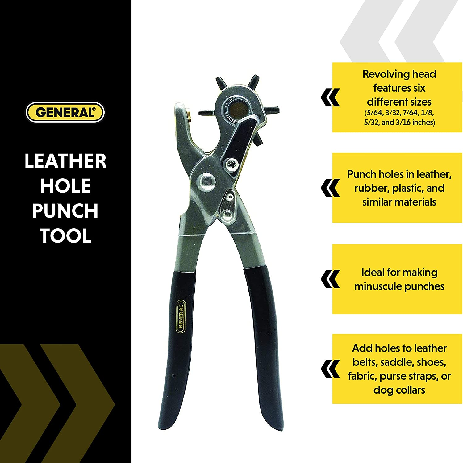 General Tools 72 Leather Hole Punch Tool, 5/64 Inch to 3/16 Inch image number 6