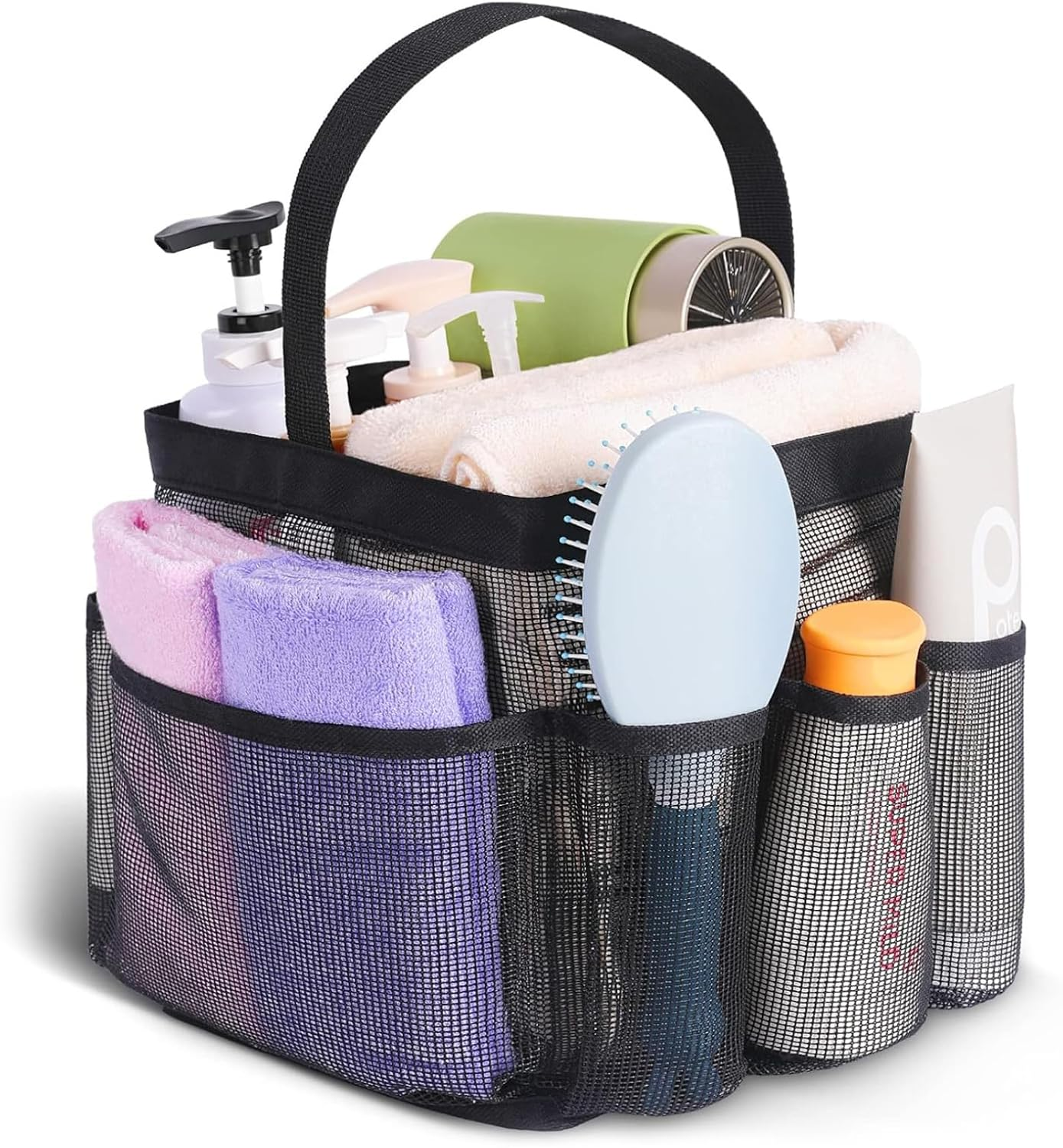 RIKONDA Heavy-Duty Mesh Shower Organizer with Reinforced Base, 8 Compartments for Travel, Gym & Dorm Essentials | 15X15X2Cm | 100G image number 3