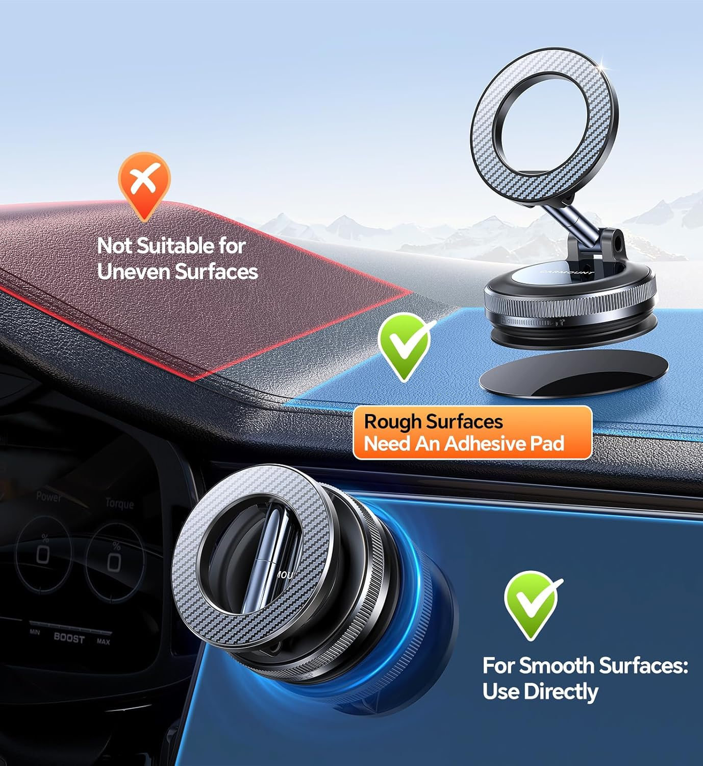 For Magsafe Car Mount, 360&deg; Adjustable Vacuum Suction Phone Holder,Magnetic Mobile Phone Holder for Car Fit Iphone 16 Pro Max plus 15 14 13 12 image number 1