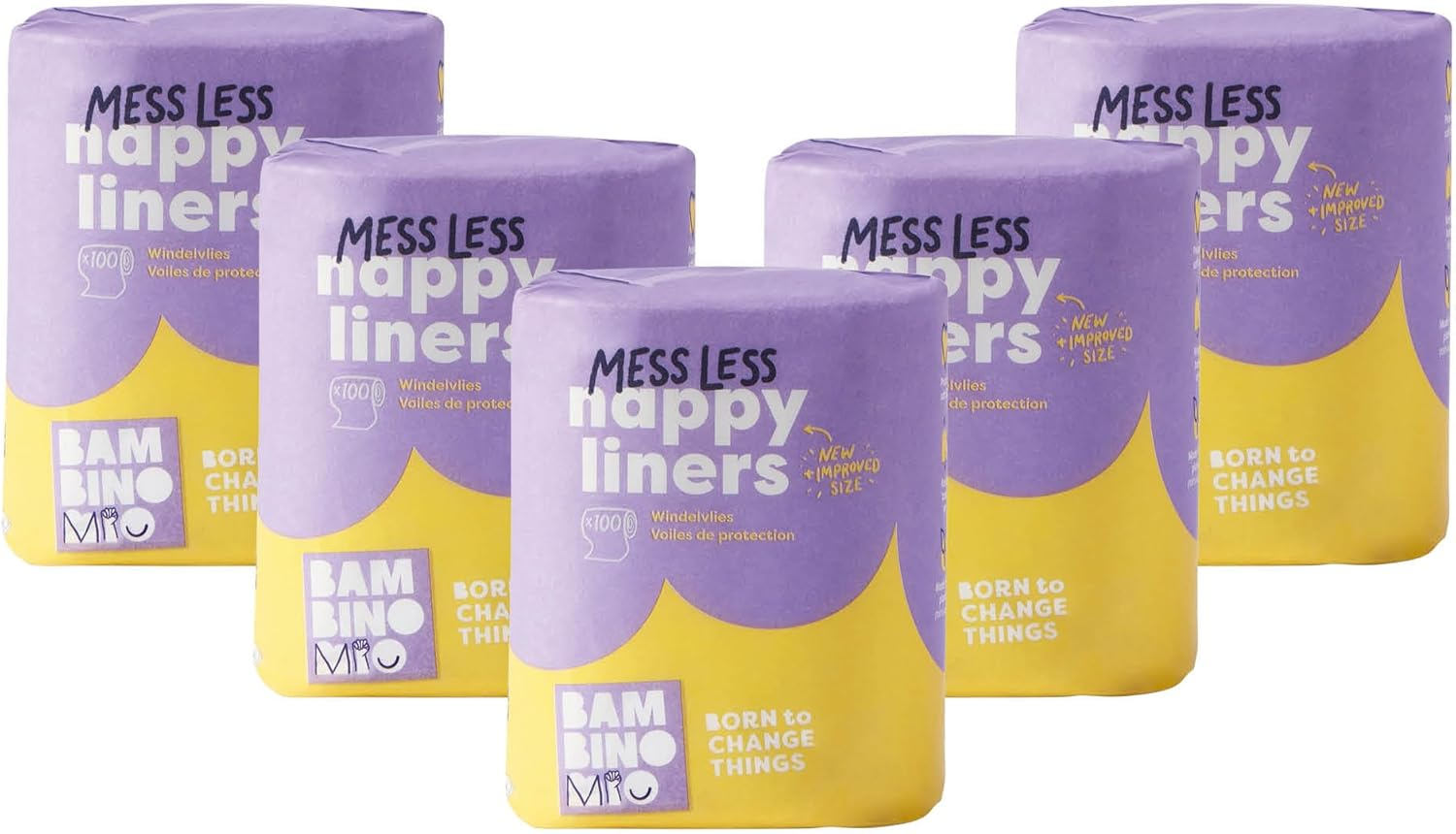 Bambino Mio, Messless Nappy Liners, Biodegradable, Packaging May Vary, 100 Liners (Pack of 5) image number 2