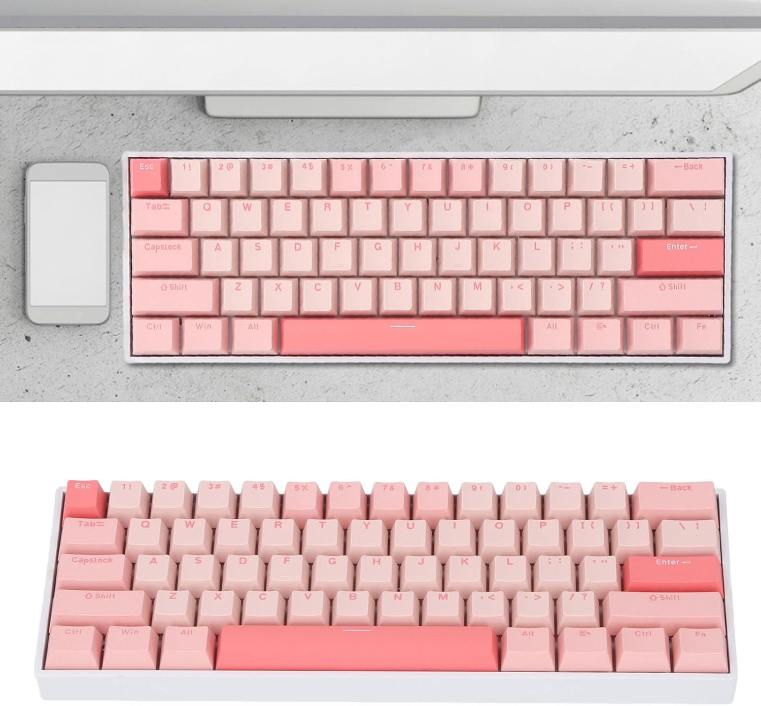 Diyeeni 61 Keys Wireless Gaming Keyboard 2.4G Bluetooth 3.0, RGB Type C Wired Mechanical Keyboard, 60% Layout Computer Keyboard, for Desktop and Laptop Computers image number 3