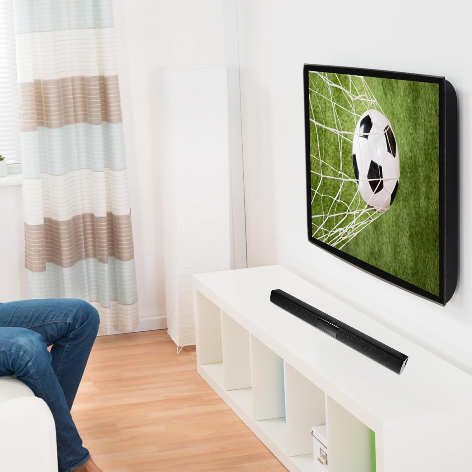 BUGUUYO Wireless Soundbar Speaker with Memory Card Slot Portable Multimedia Speakers for TV Computer Phone Compatible DC5.0V Power image number 3