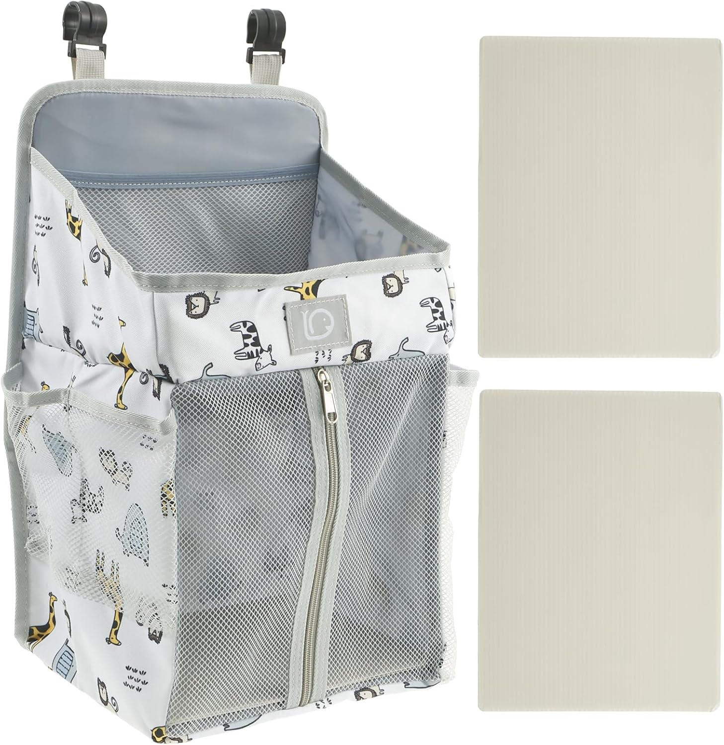 Baby Crib Hanging Caddy Organizer - Multi Pocket Baby Diaper Hanging Bag Nappy Stack Organizer Machine Washable for Wipes Nursery (A)