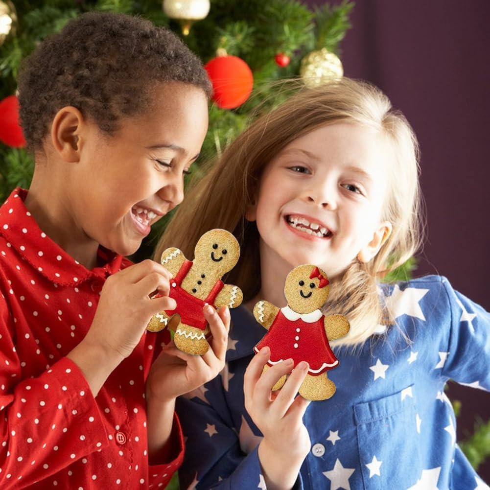 Set of 6 Gingerbread Man and Gingerbread Woman Cookie Cutters, Biscuit Cake Baking Cutter Molds, Stainless Steel Cookie Cutter for Family, 3 Sizes(Color:Silver)