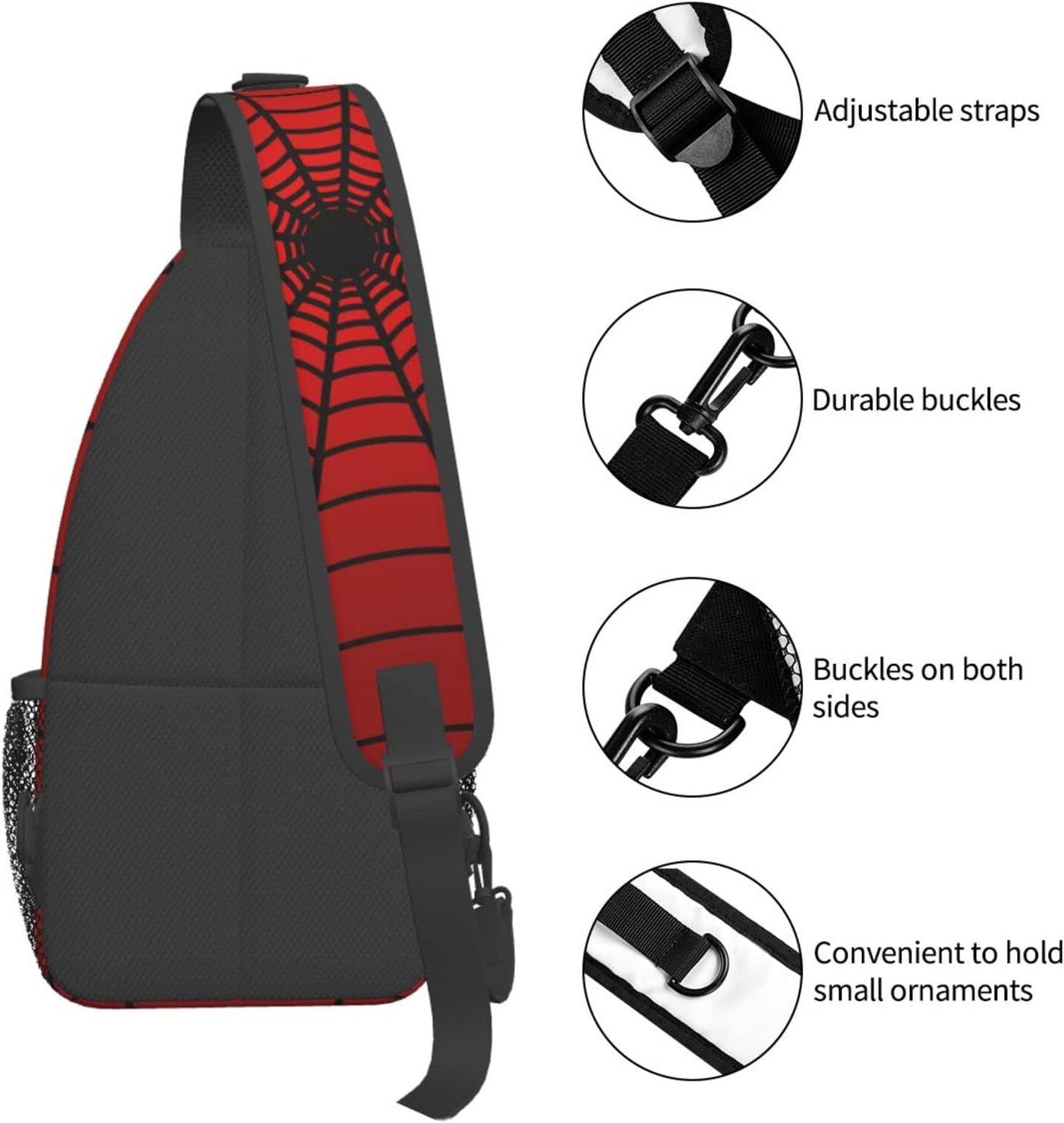 COFEIYISI Unisex Sling Bag Crossbody Backpack for Men Women Casual Chest Bag Shoulder Backpack Sport Travel Hiking Daypack - Red Spider Web image number 6