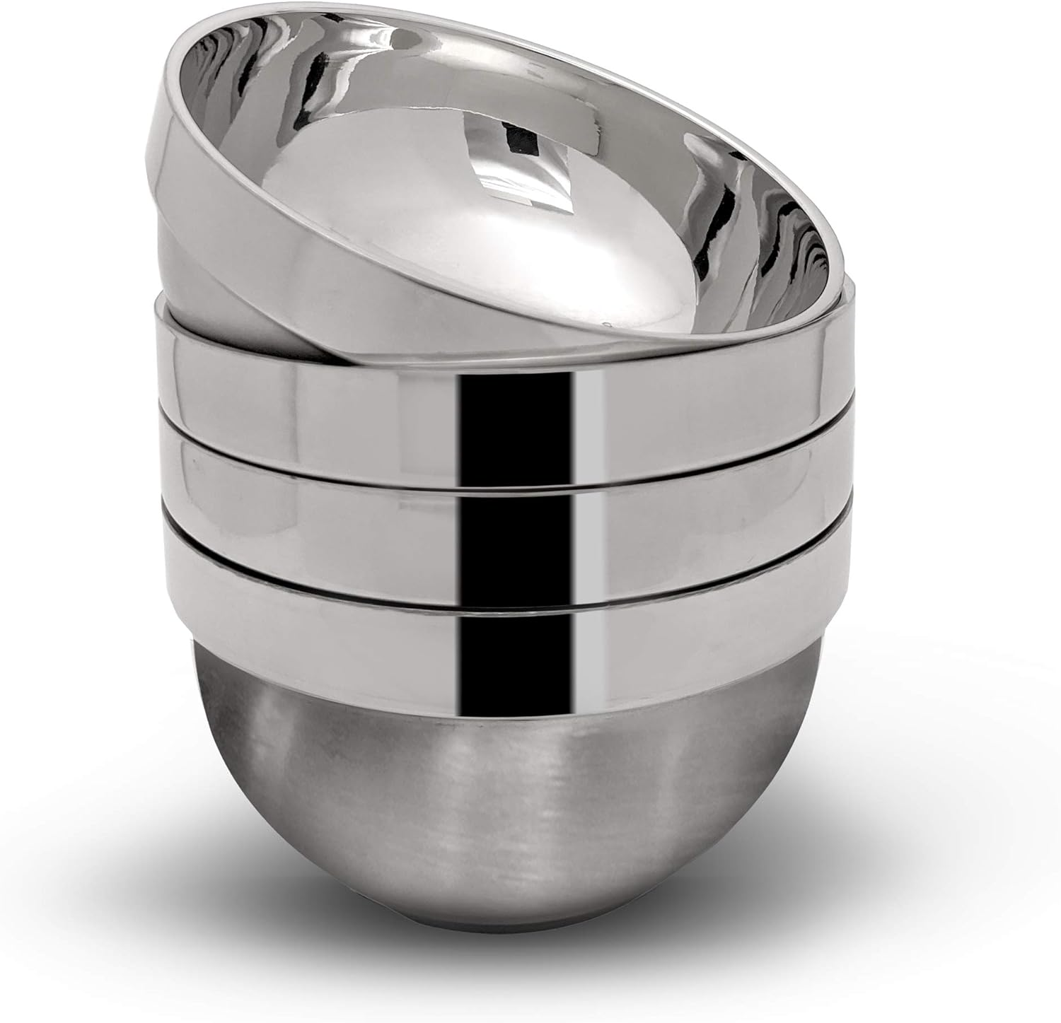 SML HOME Heat Insulated Stainless Steel Bowls, SUS 304, Double Walled Multipurpose, Cereal, Rice, Soup, Noodles, Salad, 4 Pack, LARGE (28 Oz) image number 5