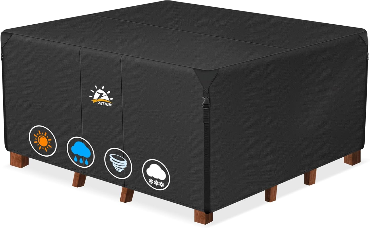 Zettum Patio Furniture Cover Square 221X221X73Cm / 86X86X28Inch - 600D Outdoor Table Cover Waterproof & Heavy Duty, Lawn Furniture Sofa Set Covers for outside Dining Table and Chairs Seating Combo