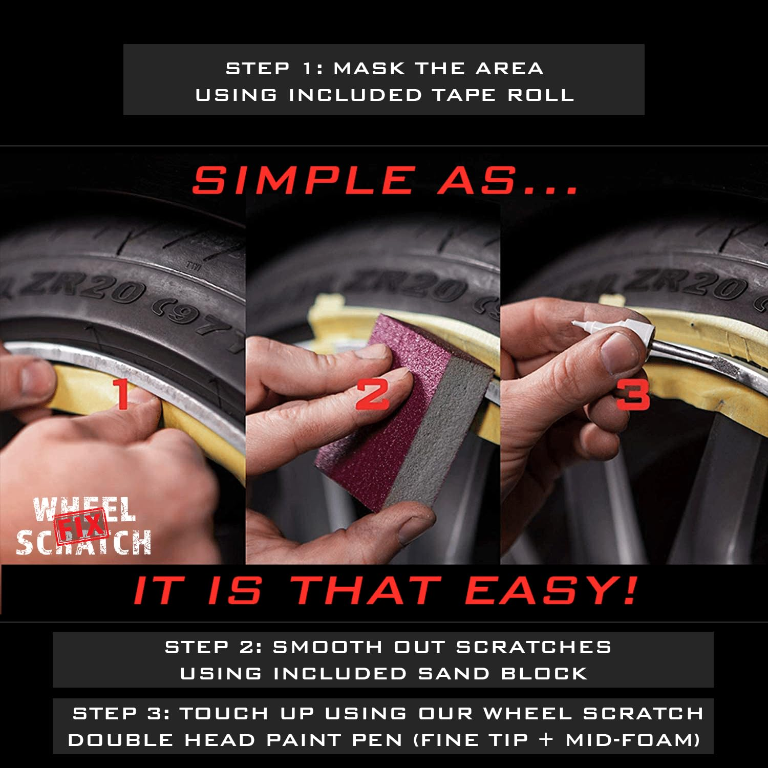 Wheel Scratch Fix Quick and Easy Wheel Touch up Kit Universal Colors (Light Silver)