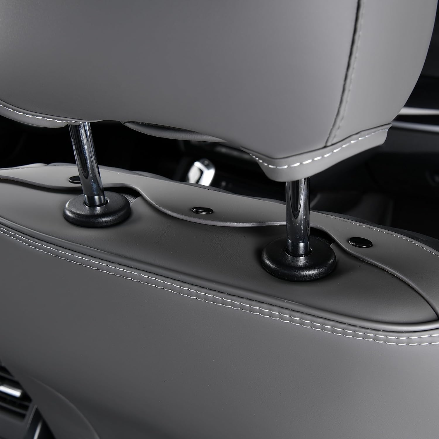 FLORICH Leather Seat Covers Full Set,5 Seats Waterproof Seat Covers for Cars,Front and Back Seat Protectors,Automotive Vehicle Interior Accessories Fit for Most Cars Trucks-Gray&Black image number 3