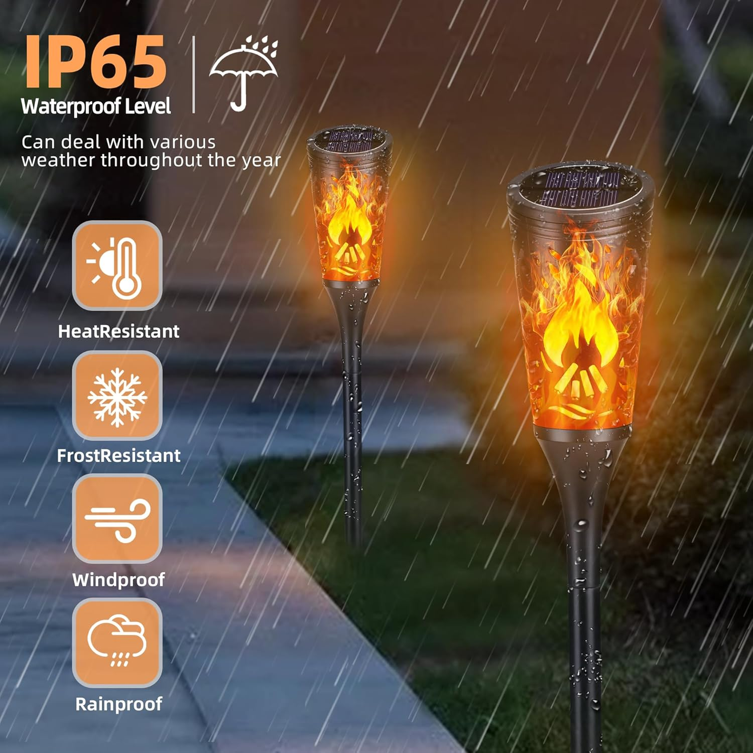 Toodour Solar Lights Outdoor, 6 Pack Solar Torch Lights with Flickering Flame, IP65 Waterproof Yard Lights Landscape Decoration Lighting for outside Garden Lawn Pathway Patio Decorations image number 6