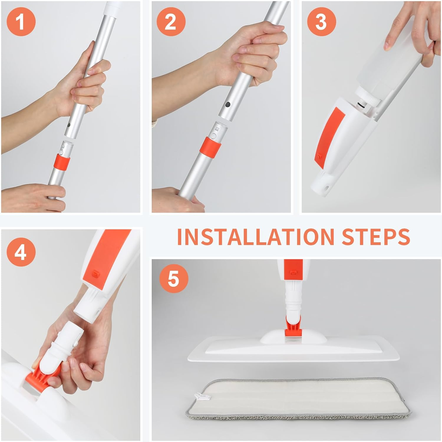 Spray Mop for Floor Cleaning, 360&deg; Rotating Wet Dry Cleaning Dust Mop with Spraying Trigger, 400ML Large Refill Bottle 2 Extra Microfibre Pads, for Hardwood Vinyl Floors Tiles Cleaning image number 1