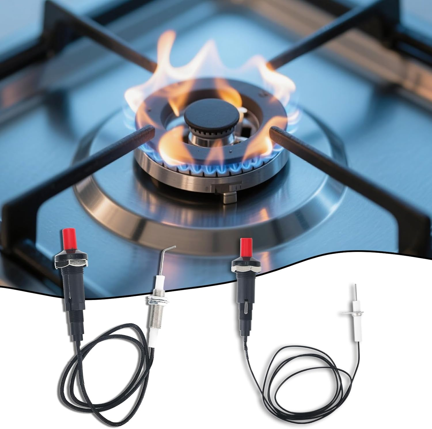 4Pcs Propane Push Button Piezo Igniter Kit, with Ceramic Electrode & Long Wire, Piezo Spark Igniter for Oven Fireplace Gas Grill Heater Stove image number 3