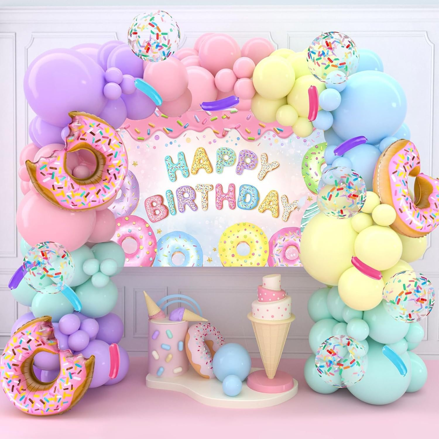 Donut Balloon Arch Party Decorations Set, 139 Pieces, Birthday Party Supplies image number 4