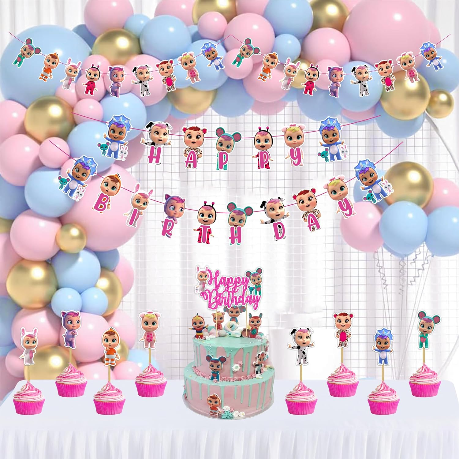 Cric Babes Theme Birthday Party Supplies &ndash; Glam Cricket Birthday D&eacute;cor for Girls &ndash; Pink & Black Sports Party Set with Banner, Cake Topper, & More