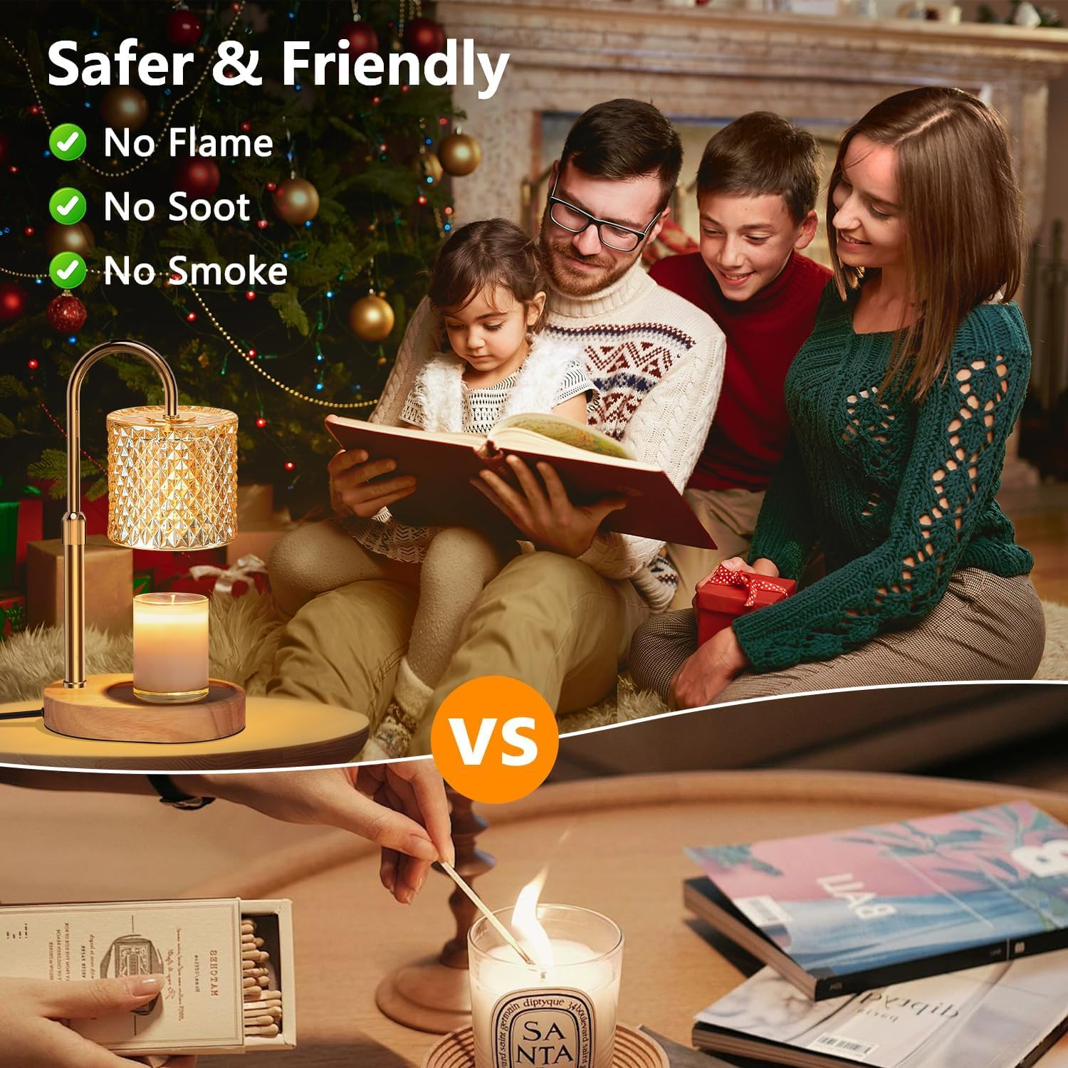 Candle Warmer Lamp, Candle Warmer with Timer and Dimmer, Adjustable Height Electric Candles Lamp with 2 Bulbs for Scented Jar, Wax Melter Lamp for Home Decor, Room Decor, Gifts for Women (Gold)