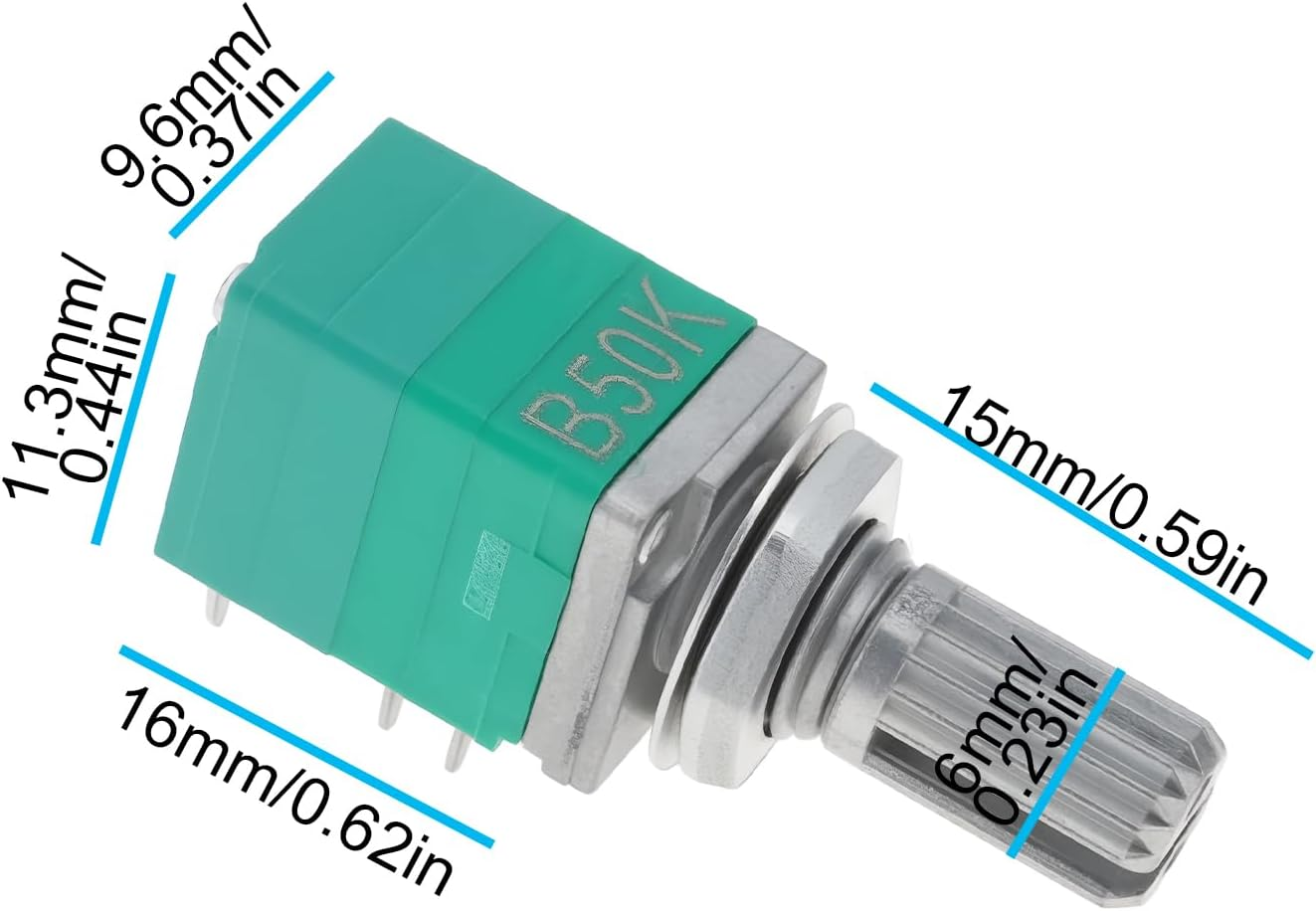 Create Idea 4X 8-Pin Linear Single-Turn Potentiometer with Switch Dual Carbon Film B50K 6Mm RV097NS for Audio Equipment Amplifier image number 2