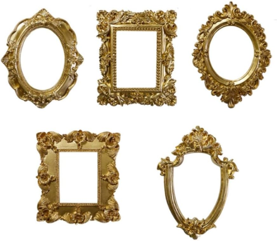 FUNNTY Gold Photo Frame 5 Mini Photo Frames Decorated with Vintage Decor image number 3