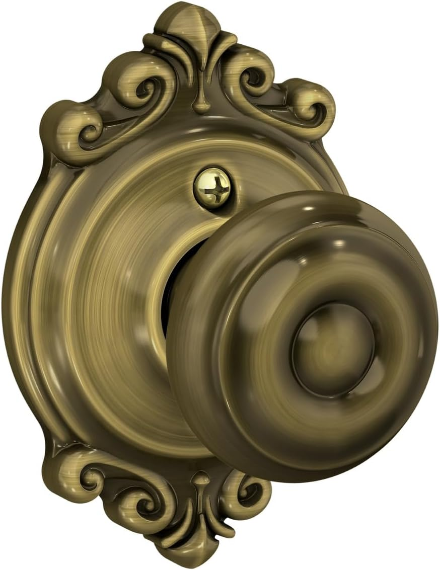 Schlage F40 GEO 605 BRK Brookshire Collection Georgian Privacy Knob, Bright Brass