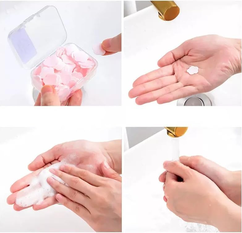 Seadiquiet 3 Boxes 300Pcs Portable Hand Washing Soap Sheets, Different Scented Mini Petal Hand Wash Soap Sheets, Disposable Soluble Soap for Outdoor Travel, Camping, Hiking image number 3