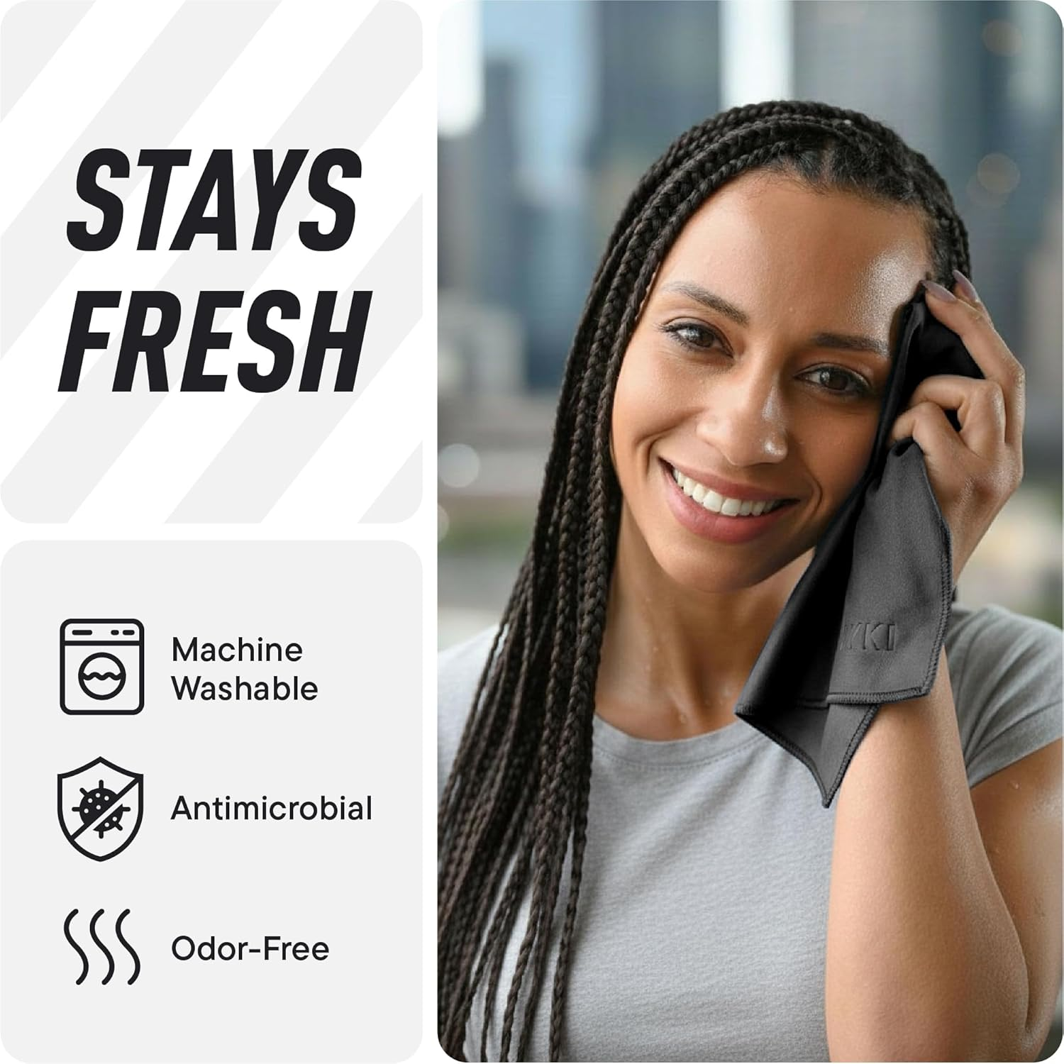 Sweat Absorbing HANDKERCHIEFS - Sport Microfiber for Wicking Sweat from Hands, Face, Body - 5 Pack image number 2