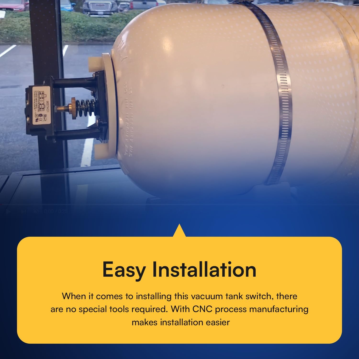 Sunluway Upgraded 385318032 Vacuum Tank Switch Kit with O-Ring Compatible with Sealand/Dometic, Accumulator Tank Vacuum Switch Direct Replace for 729100 Vacuum Tank, White image number 2