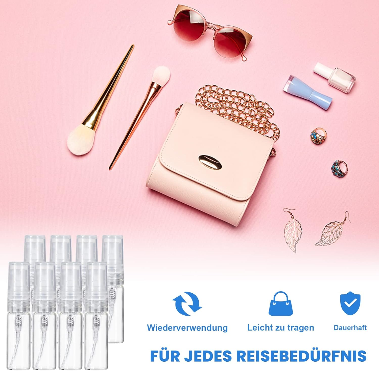 Suruikei Pack of 30 3 Ml Perfume Atomiser Glass Mini Spray Bottle Small Atomiser Refillable with Funnel Pipettes and Label Stickers Perfume Atomiser for on the Go (30 X 3 Ml, Transparent) image number 2