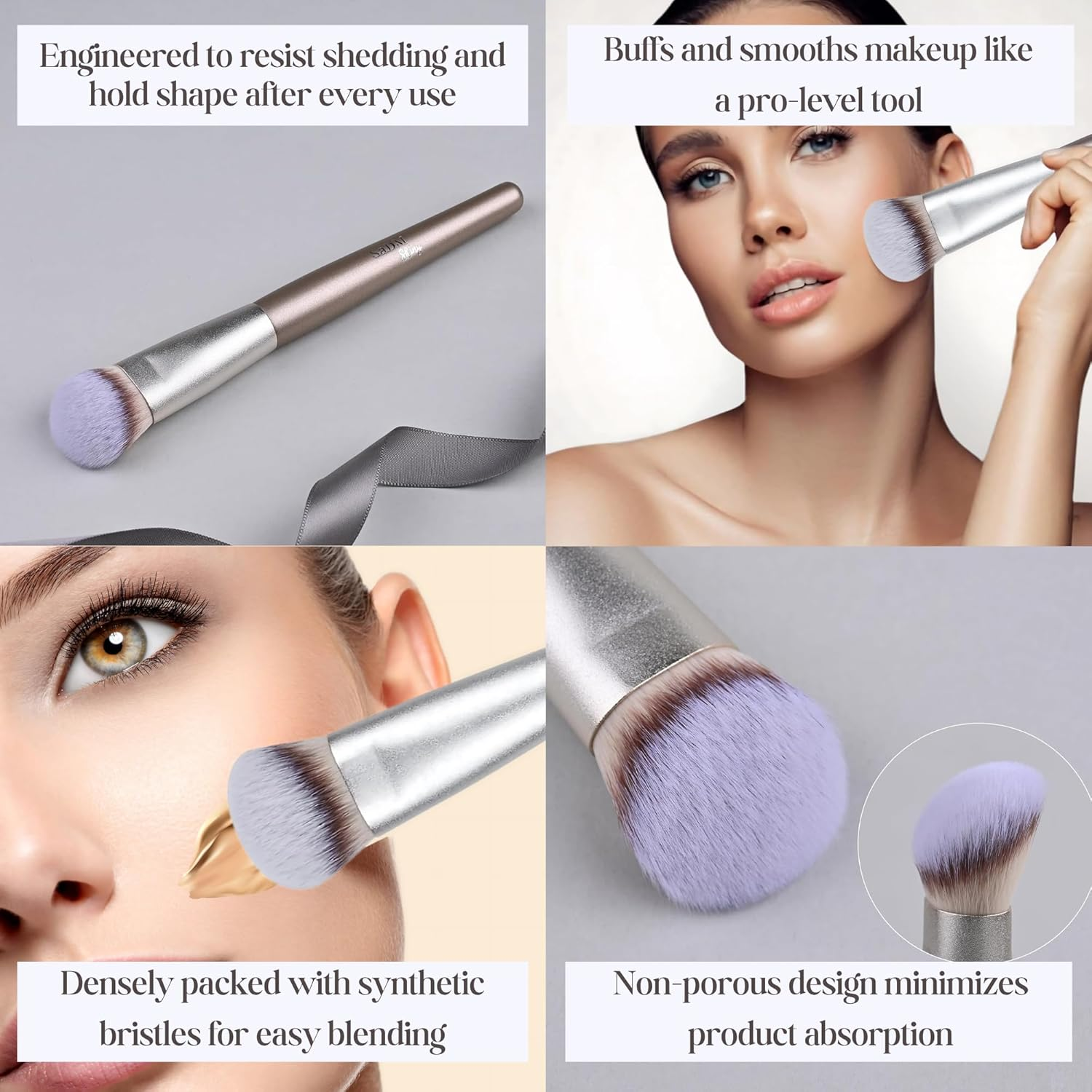 Contoured Makeup Brush - Foundation Blender Brush for Powder, Cream, Contour, Bronzer, Blush Blending & Highlighter - Professional Make up Brush - Full Face Makeup Brush - Vegan & Cruelty Free image number 5