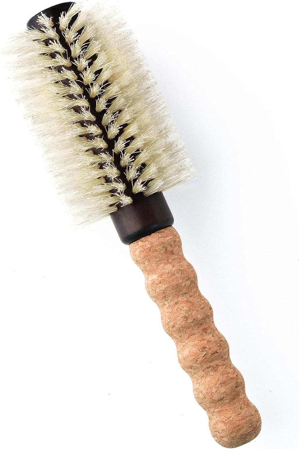 Nylon Boar Bristle Hair Brush - round Blowout Brush, Medium 2.3" Barrel, anti Static, Cork Comfort Grip Handle image number 2