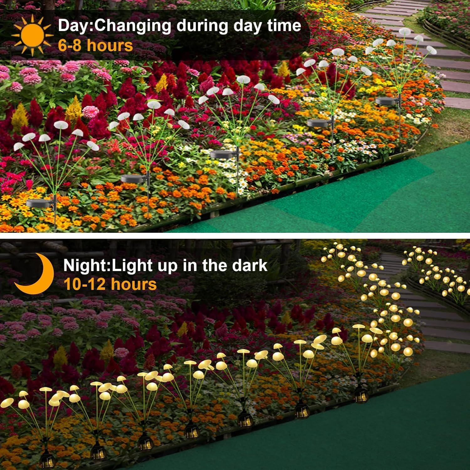 Solar Mushroom Garden Lights &ndash; Waterproof Outdoor LED Jellyfish Firefly Lights for Yard, Patio, Pathway, Lawn, Landscape, Porch (2Pack Warm) image number 4