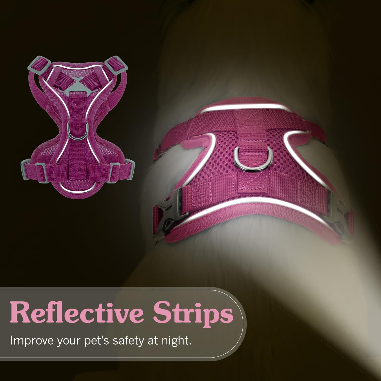 Vavopaw Cat Harness and Lead Set for Walks, Escape Proof Kitten Vest Harness with Reflective Strip, Adjustable Pet Safety Vest for Cats, Puppies, L, Magenta image number 4