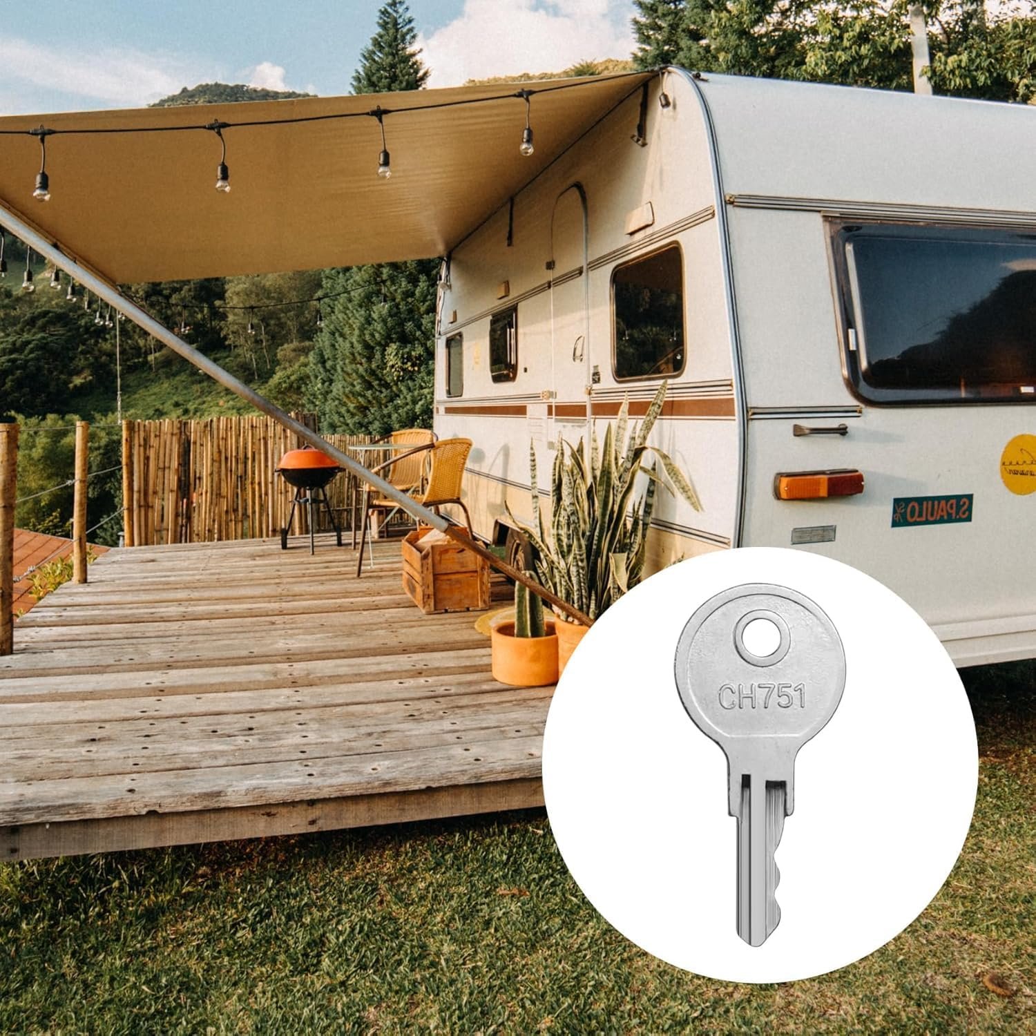 5 Pcs RV Keys CH751 Universal Replacement Keys for Camper Door Locks, RV Storage Locks, Campers Storage Cabinets, Door Lock T-Handles image number 2