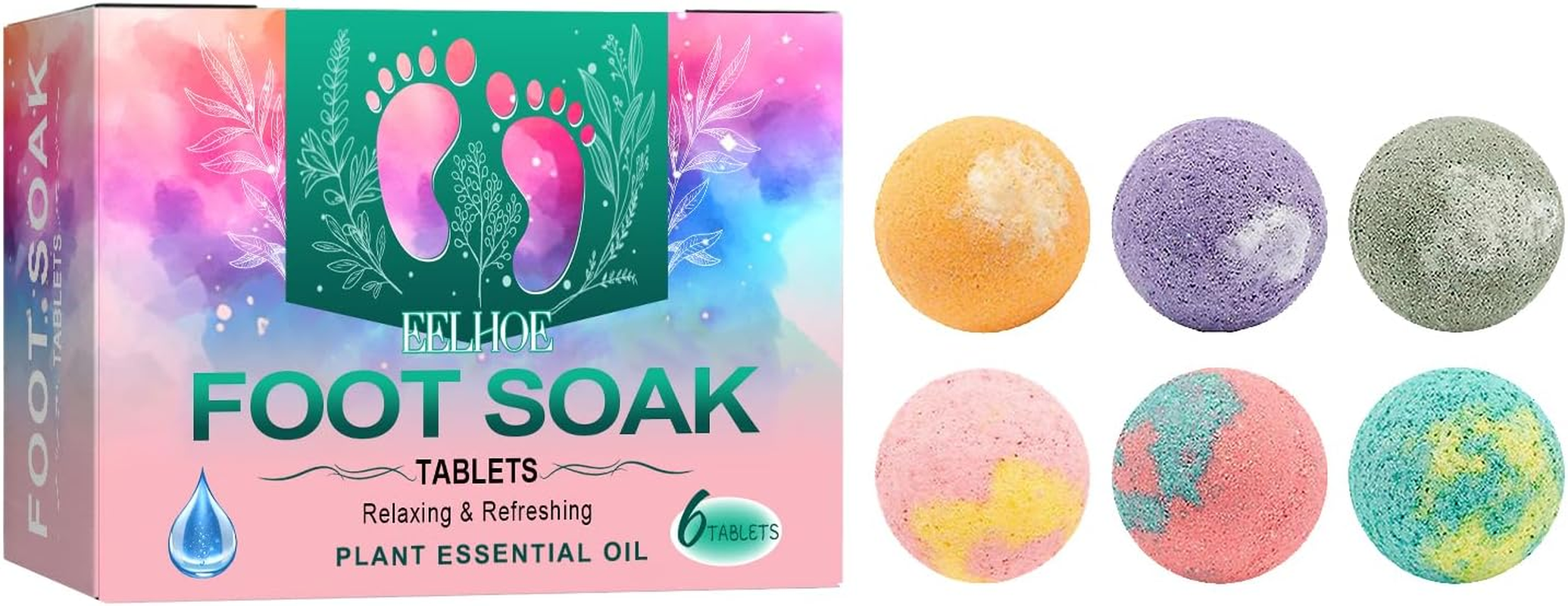 Foot Soak Tablets for Tired Feet Relaxation with Sea Salt and Plant Essential Oils Moisturizing Softening Care for Home Spa Bath image number 5