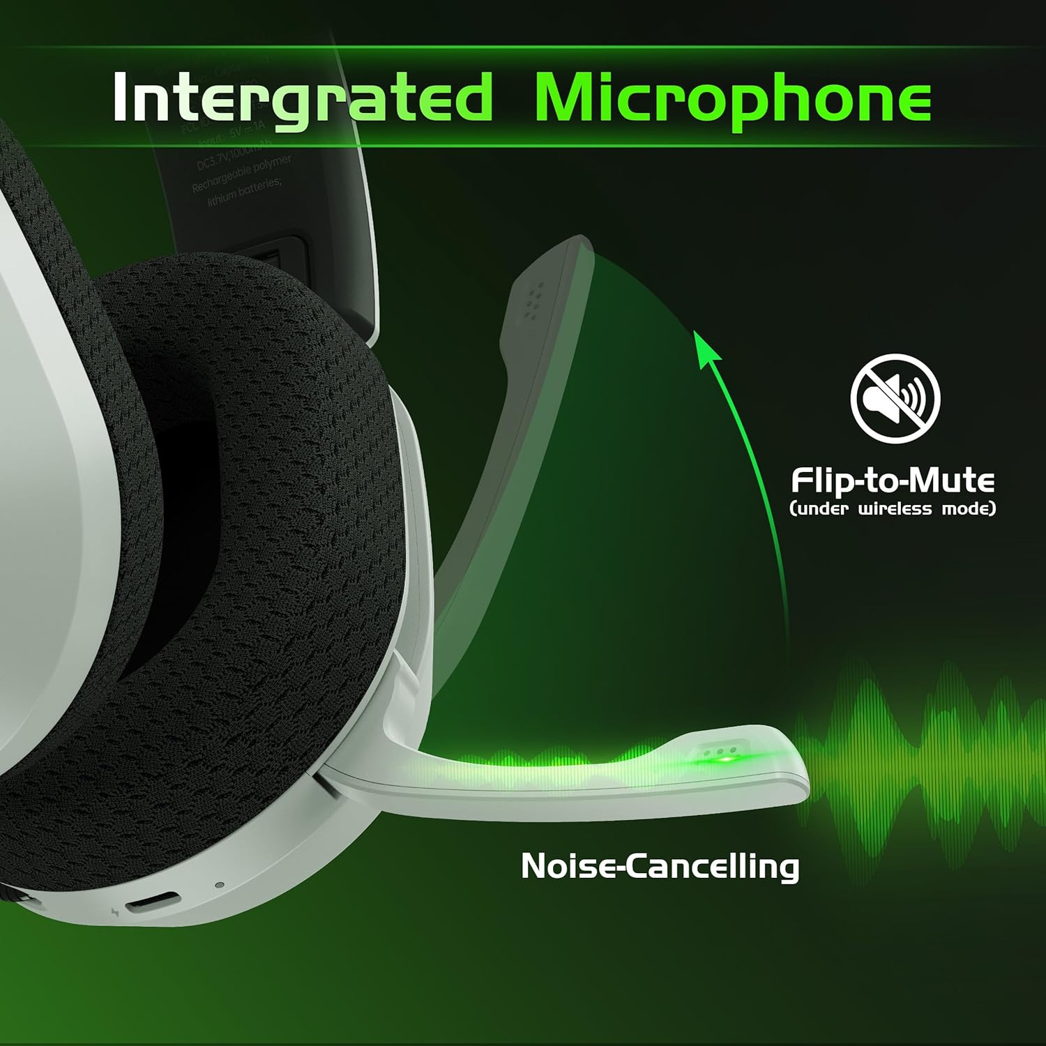 2.4Ghz Wireless Gaming Headsets for PS5, PS4, PC, Switch - Bluetooth 5.3 Gaming Headphones with Noise Canceling Mic, 7.1 Surround Sound, 70H Battery, Blackwhite image number 3