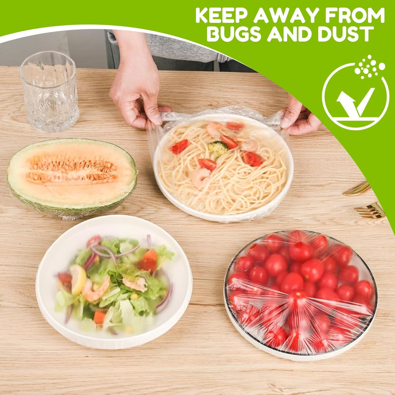 200 Pack Reusable Bowl Covers, Elastic Food Covers for Bowls & Bread Proofing (28Cm Max), Thickened Shower Cap-Style Dish Protectors - Microwave Safe, Keep Food Fresh for Baking, Meal Prep & Picnics image number 1