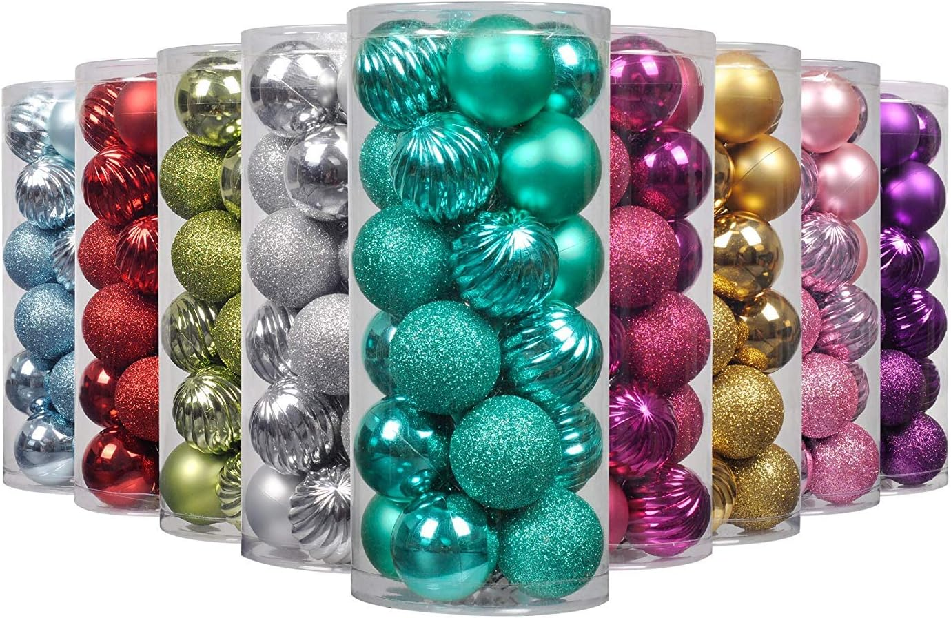 Christmas Tree Baubles Teal Ball Onaments Shatterproof Hanging Decorations 24Pcs image number 2