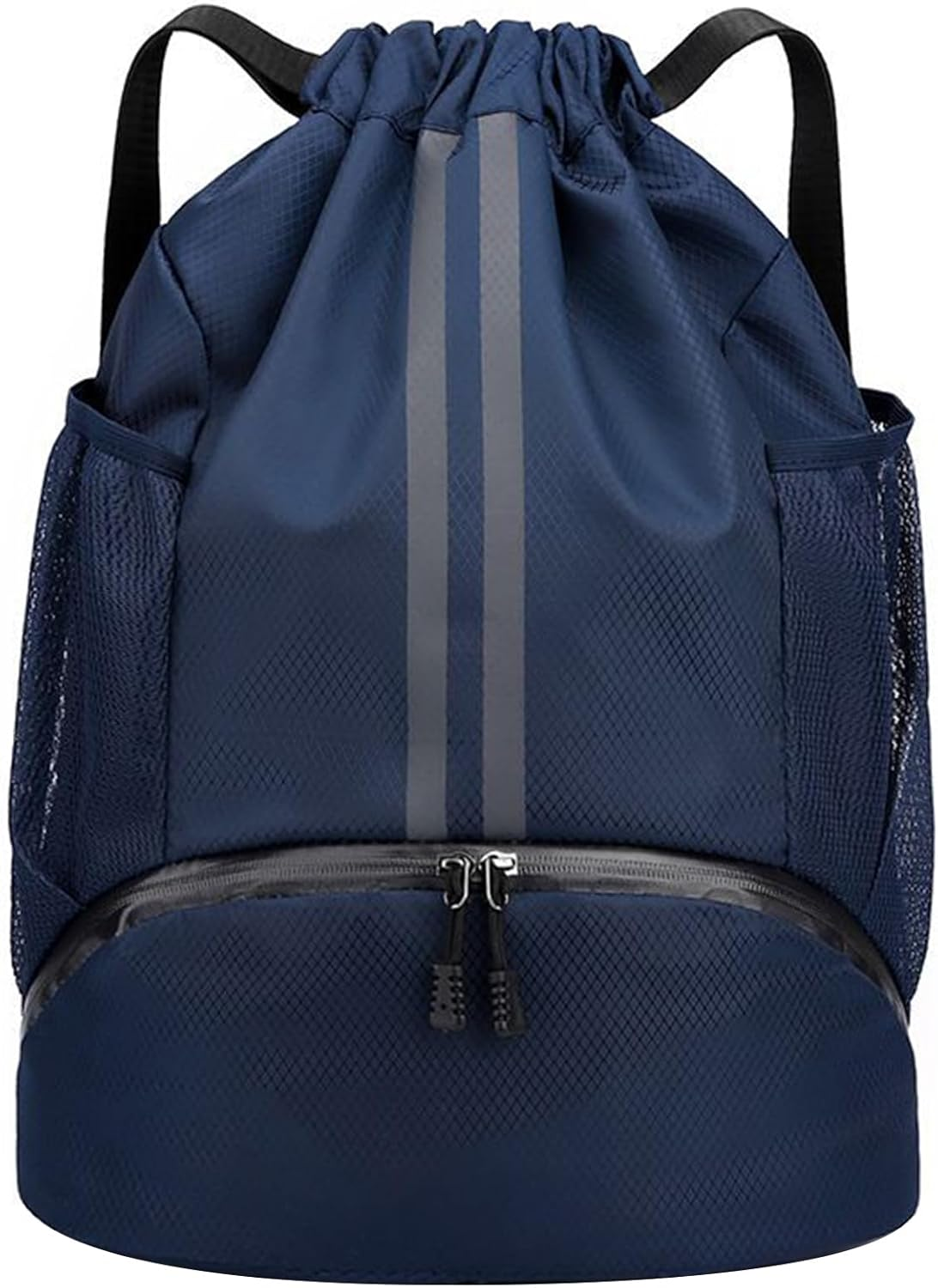 Sports Ball Bags with Dry Wet Separation Shoe Compartment, Water Resistant Drawstring Gym Bag Backpack, Side Mesh Pockets Gym Bag, Cricket Football Rugby Basketball Volleyball Backpack