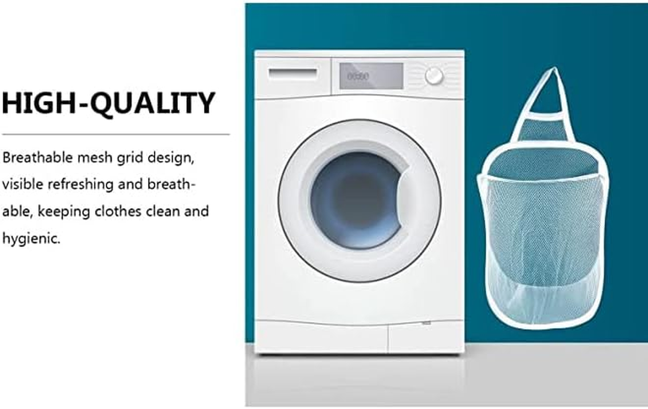 Hanging Laundry Hamper, Foldable Lightweight Wall Mounted Storage Bag, Laundry Bag to Hang Foldable Mesh Hamper Dirty Cloth Basket with Carry Handle Door Net Hampers for Store Cloth, Toy, Hotel Use image number 5