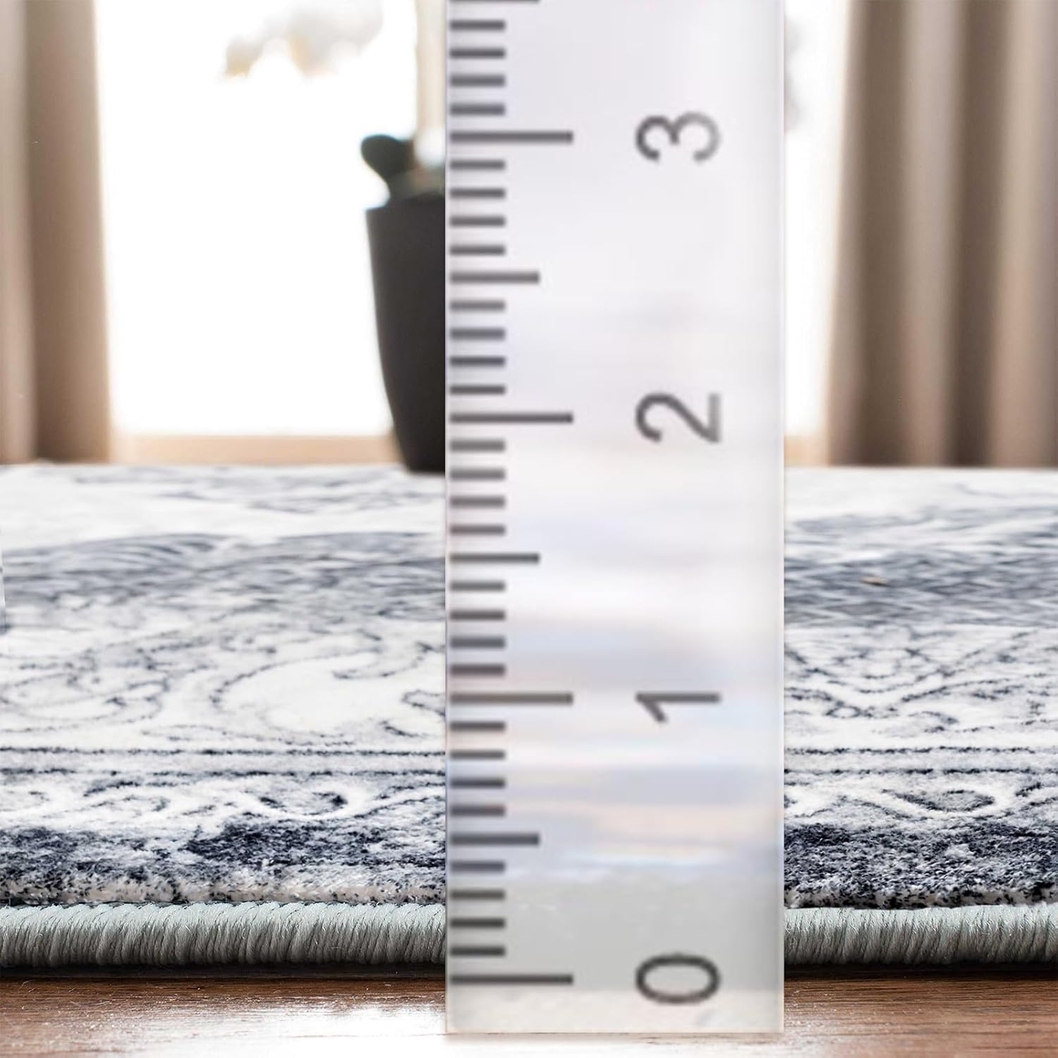 Tinyboy-Hbq Area Rug Living Room Rugs Kitchen Mats Rugs for Living Room Bedroom Luxury Imitation Cashmere Rug Modern Anti-Skid Carpet Floor Mats (Gray/White) (200 * 200Cm(6.6 * 6.6Ft)) image number 2