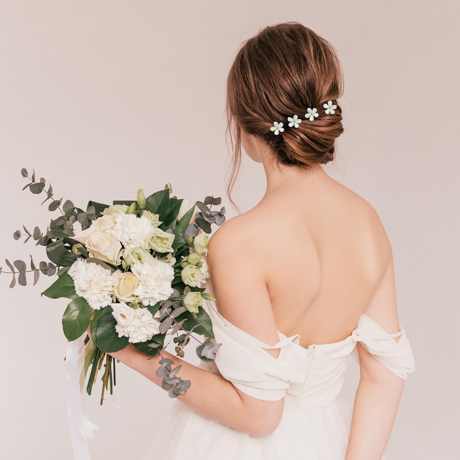 10 Pieces Small Hair Clips, Mini Flower Hair Clips, Small Flower Clips, Non-Slip Green Hair Clips, Hair Clips for Girls and Women for Daily Life, Party, Wedding, Hairstyle Accessories image number 6