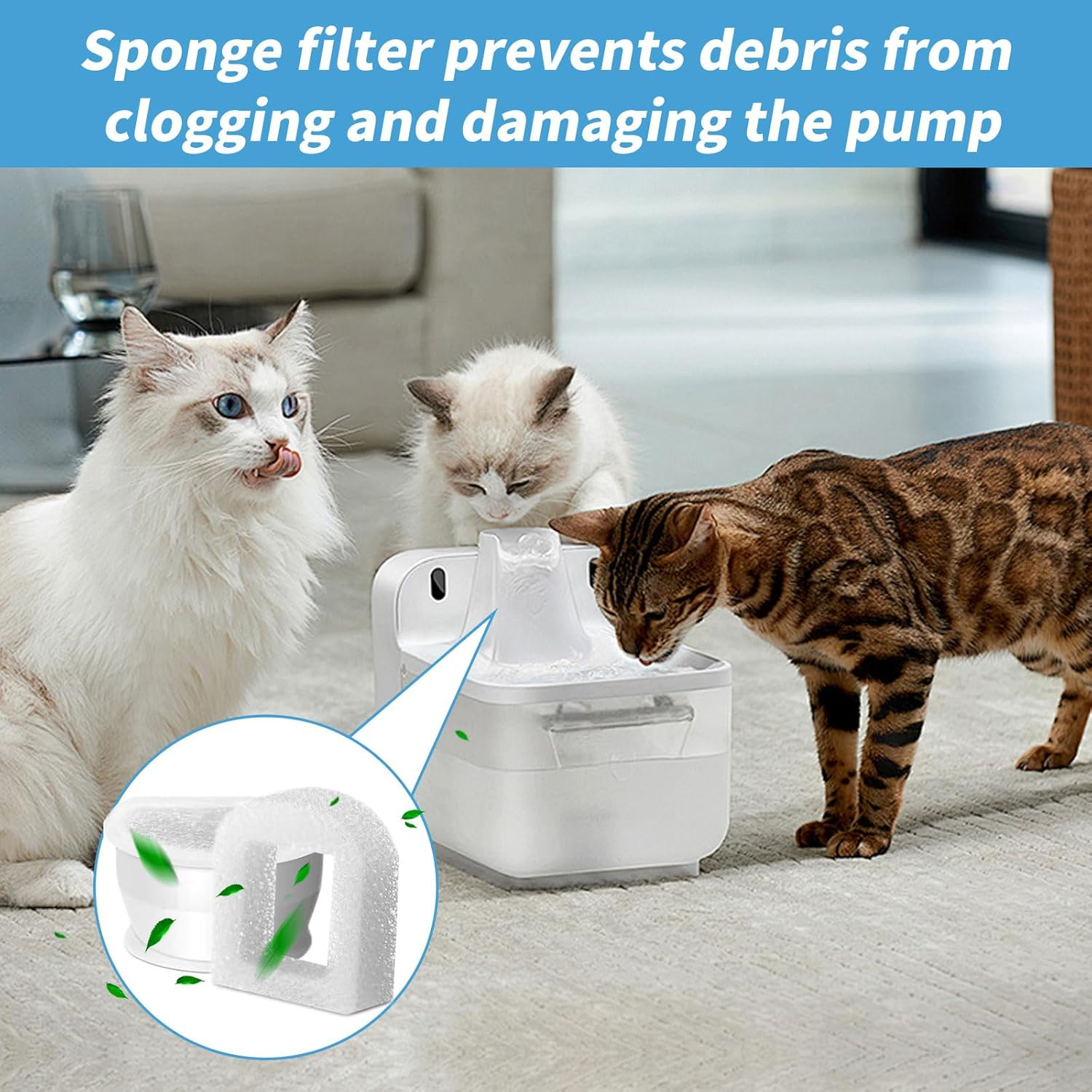 8 X Replacement Carbon Filters for Cat Fountain, Drinkwell Drinking Fountain Filter with 8 Foam Filters, Water Fountain Filter for Cats Dogs for Avalon Pagoda Gallon Seaside Butterly Sedona Seascape image number 5