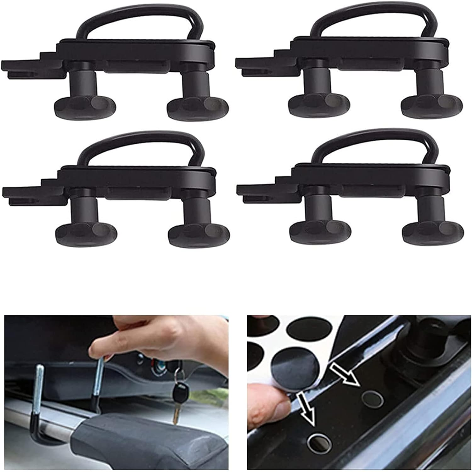 Sporacingrts 4 PCS Roof Box U-Bolt Clamps Rooftop Car Van Mounting Accessories U-Bracket Mounting Accessories, 85Mm Internal Width, with 8 Lock Nuts, 2 Strap Kit for Most Cars