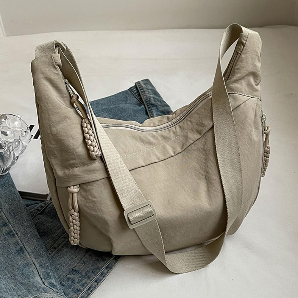 Crescent Crossbody Bags for Women Hobo Bag Luna Bag Dumpling Bag Nylon Multi-Pocket Sling Bag Moon Shoulder Bag - Black image number 5