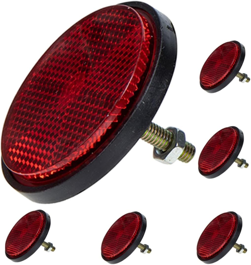 Luxshiny 6Pcs Red round Bike Reflectors Plastic Cycling Warning Reflective Tool for Mountain Bikes Motorcycles Rvs Safety Accessories image number 2