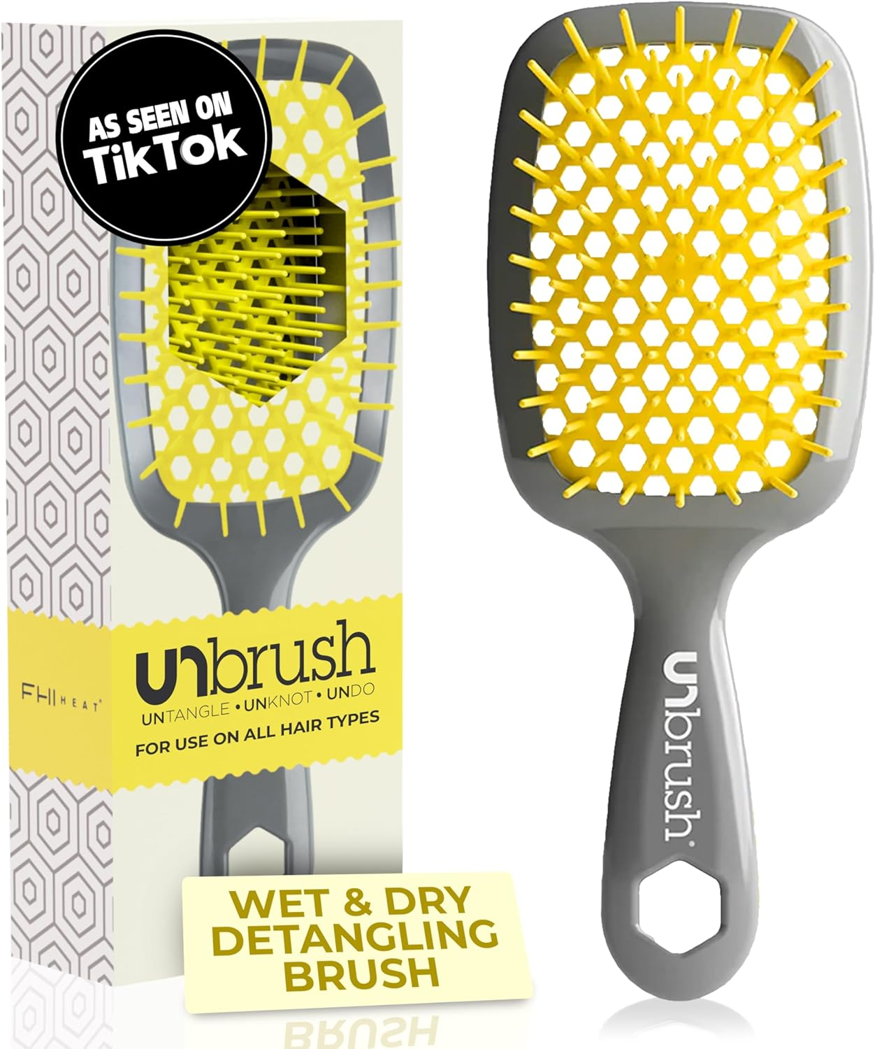 FHI Heat Unbrush Grey Handle, Yellow image number 2