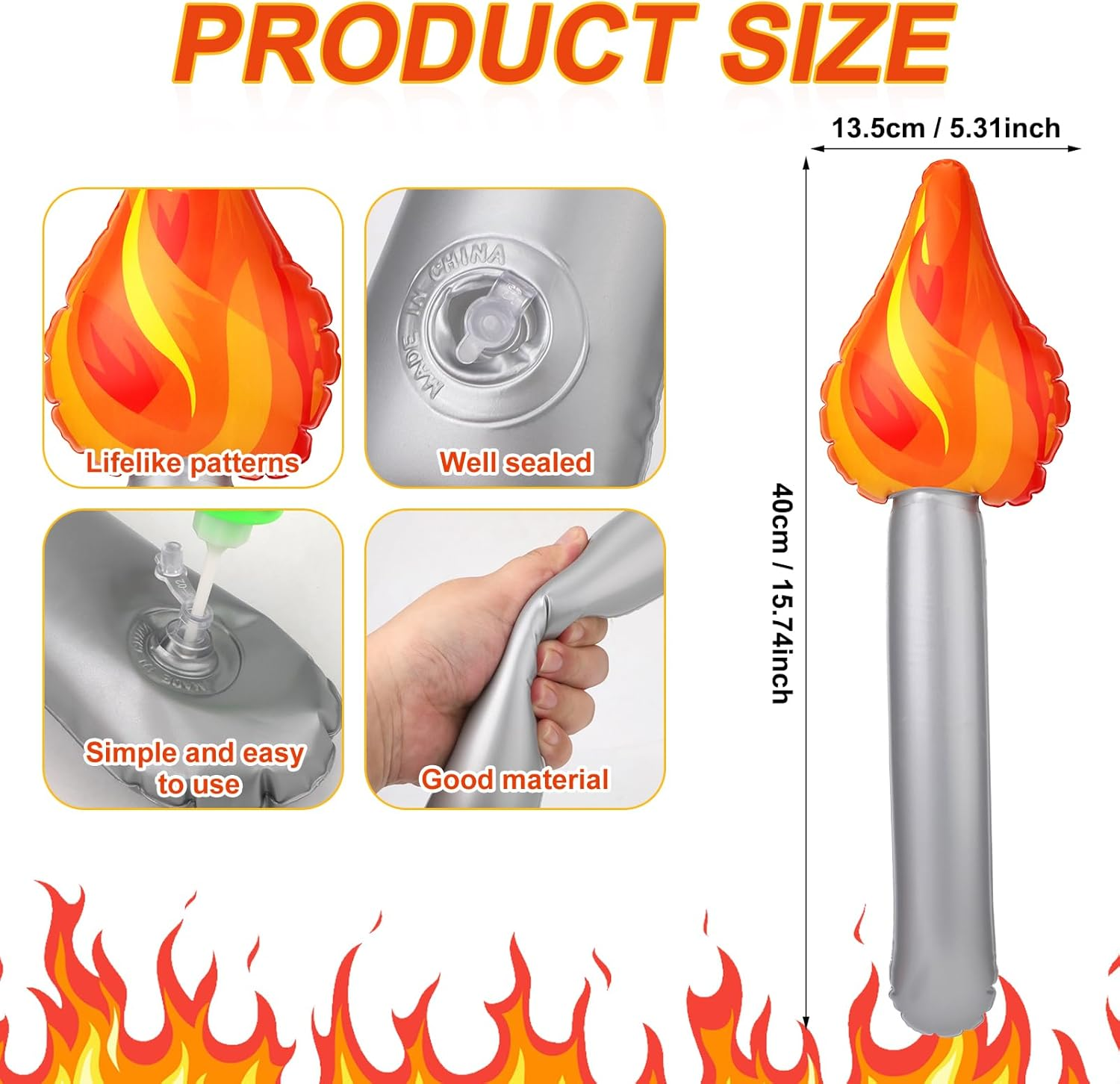 PEUTIER 3Pcs Inflatable Torch Toy, Torch Prop Inflatable Torch Toy for Games Competition Party Decorations Halloween Medieval Cosplay Sports